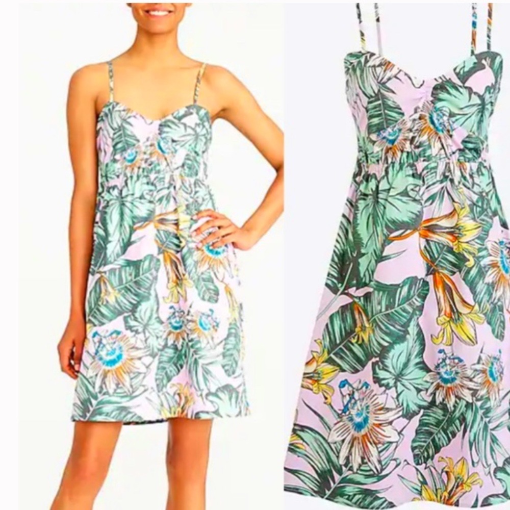 NWT J. Crew Printed Poplin Cami Dress S